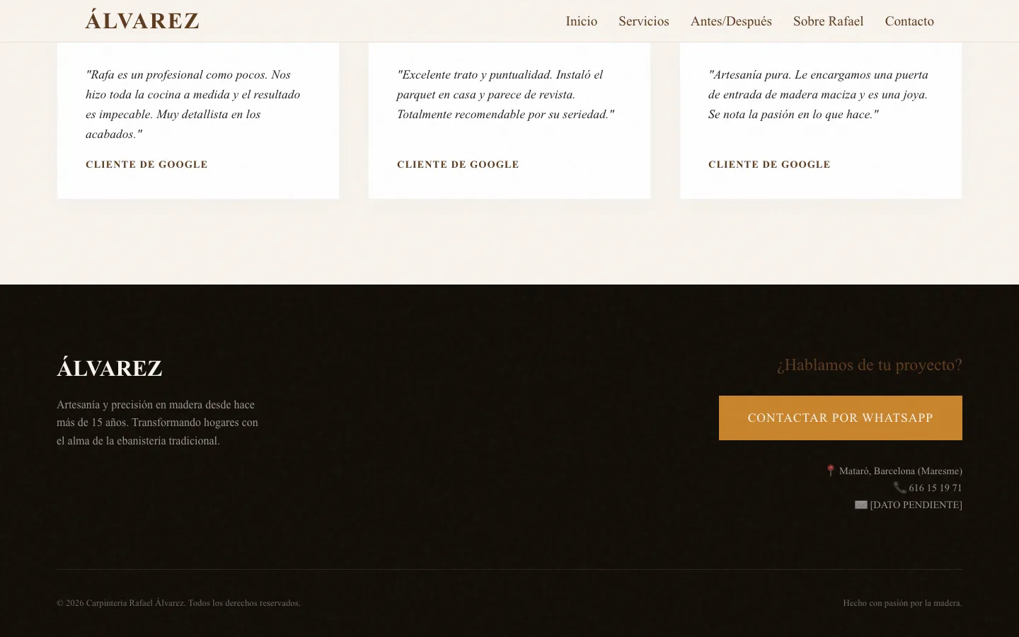 Reseñas y contacto