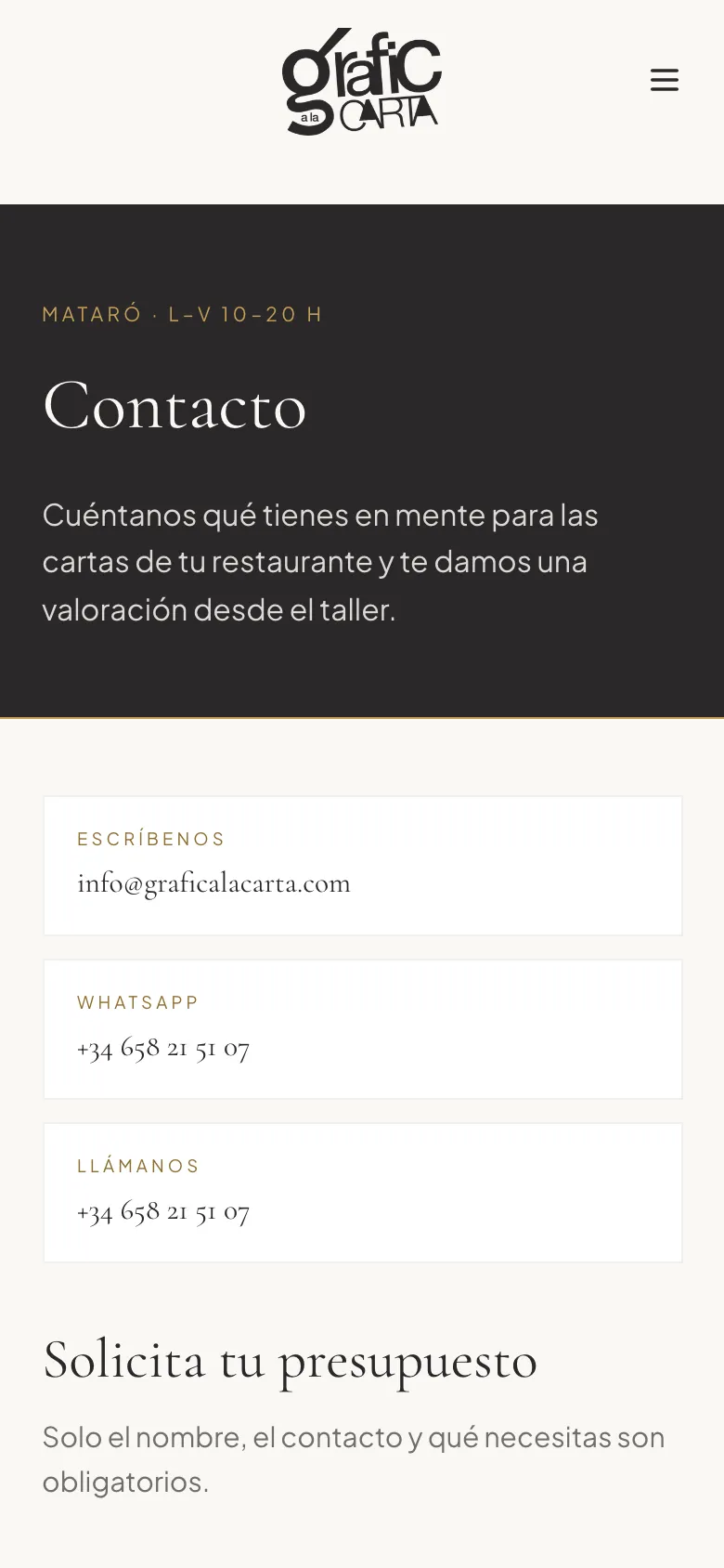 Grafic a la Carta en móvil
