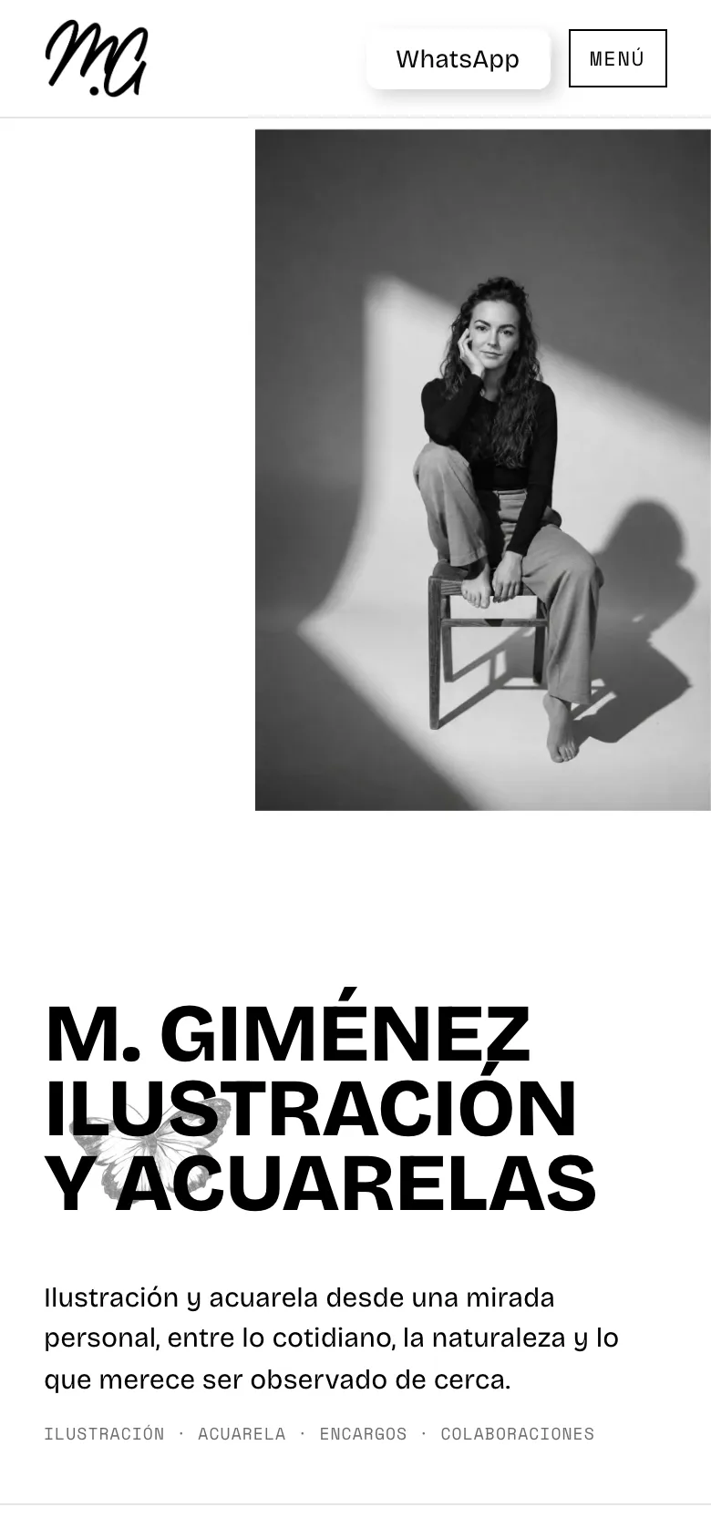 Inicio: el retrato, el título y el fondo ilustrado.