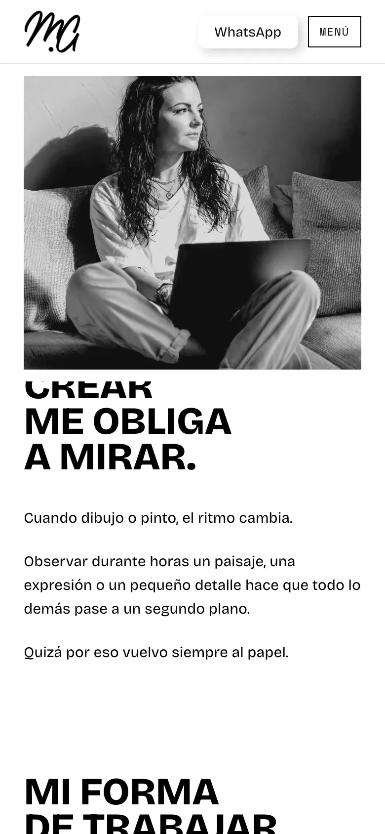 Sobre mí: la foto fija y el texto debajo.